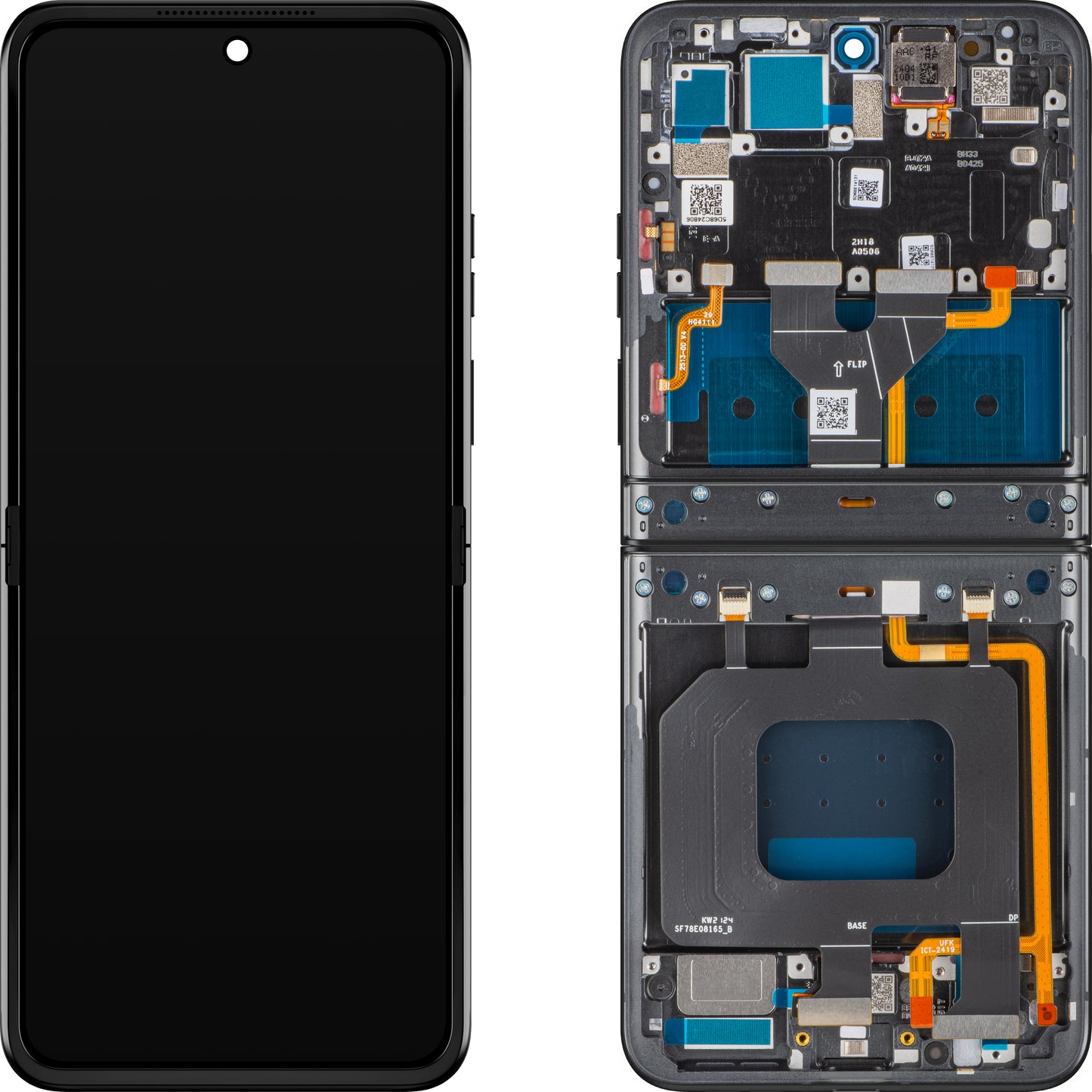 Display com Touchscreen Motorola Razr 2024 / Razr 50, com Moldura, Sub Inner, Cinza (Steel Wool), Service Pack 5D68C24806