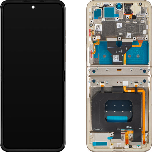 Display com Touchscreen Motorola Razr 2024 / Razr 50, com Moldura, Sub Inner, Creme (Pedra Pomes), Service Pack 5D68C24807