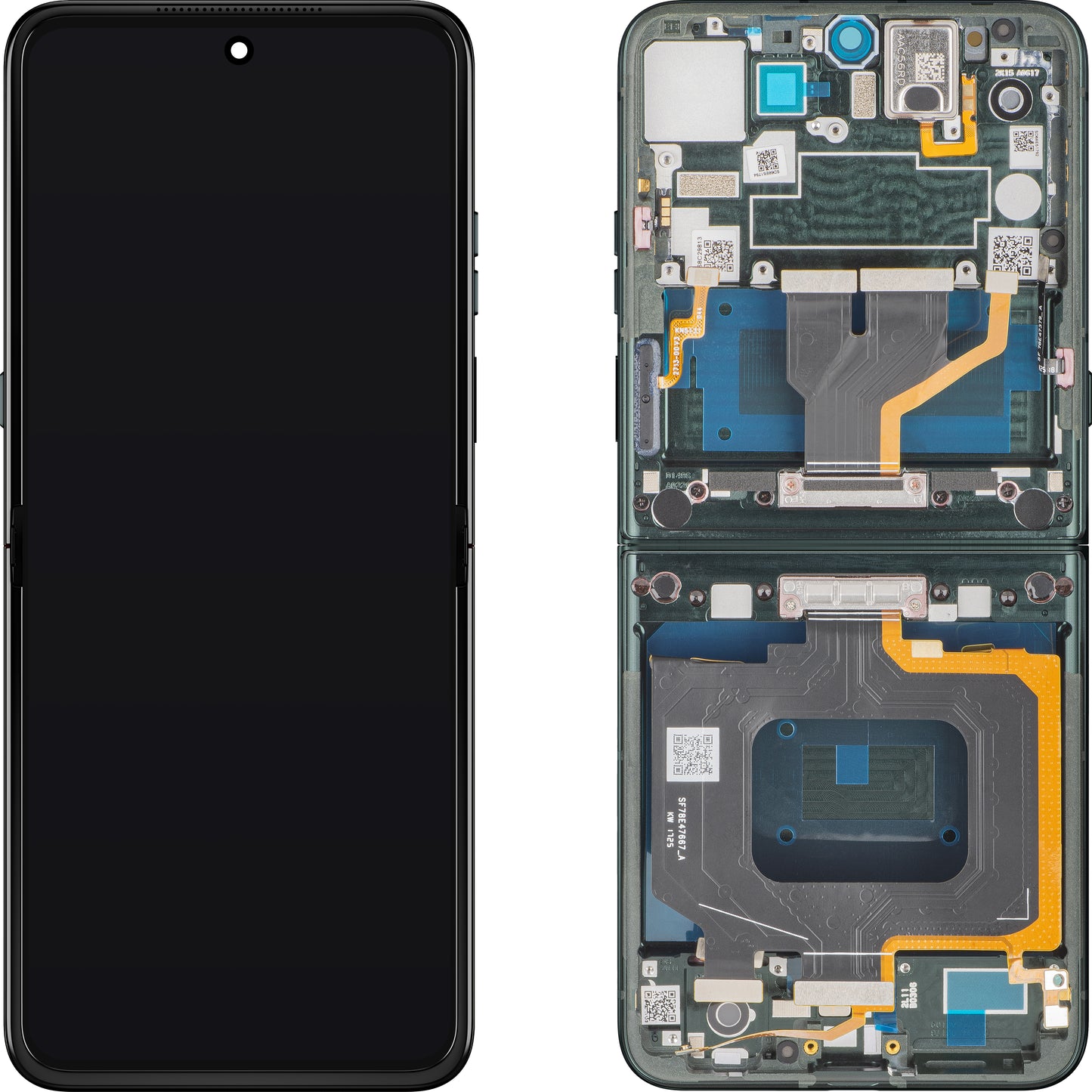 Display com Touchscreen Motorola Razr 60 Ultra, com Moldura, Sub Inner, Verde (Pantone Scarab), Service Pack 5D68C30088