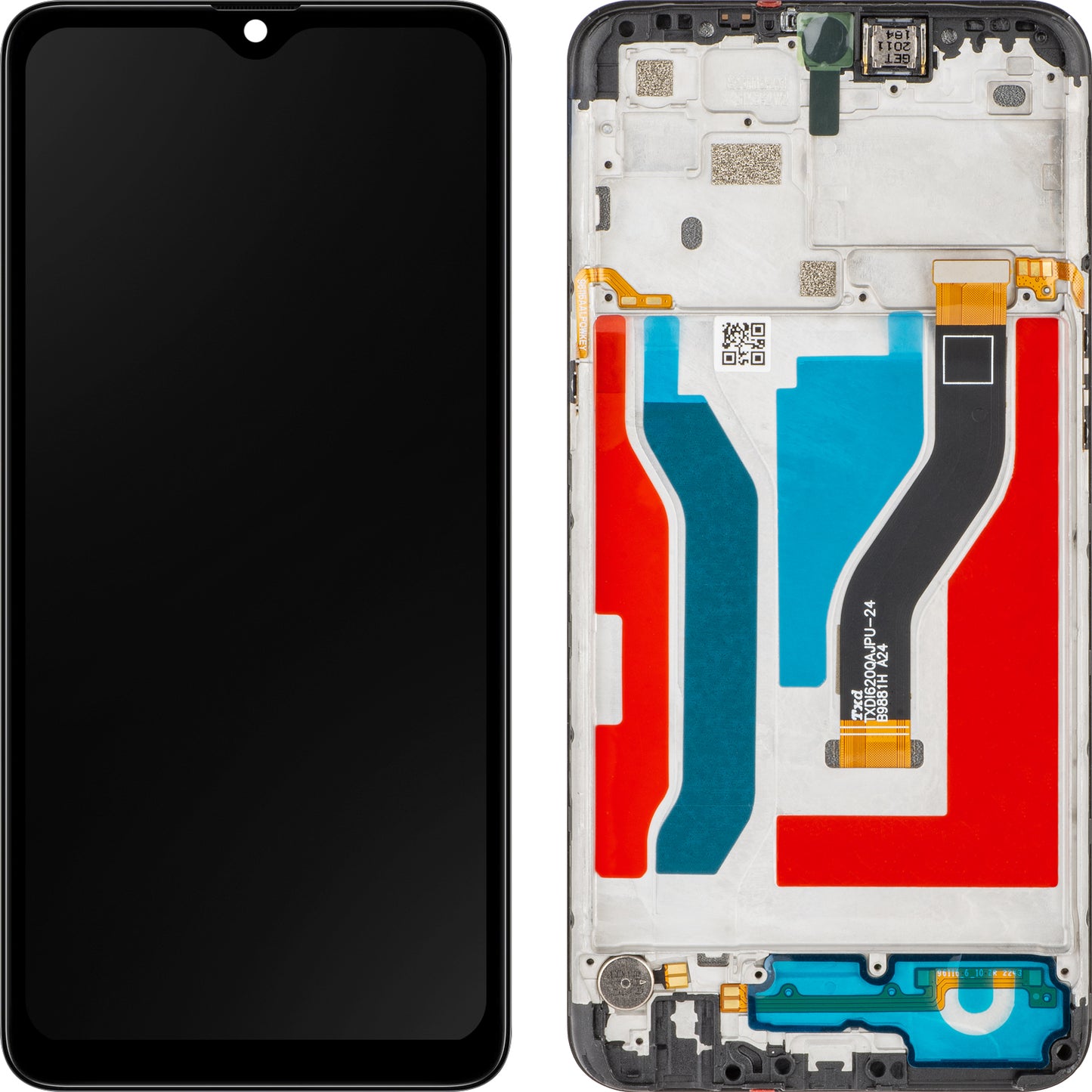 Display com Touchscreen MP compatível com Samsung Galaxy A10s A107, com Moldura, Preto