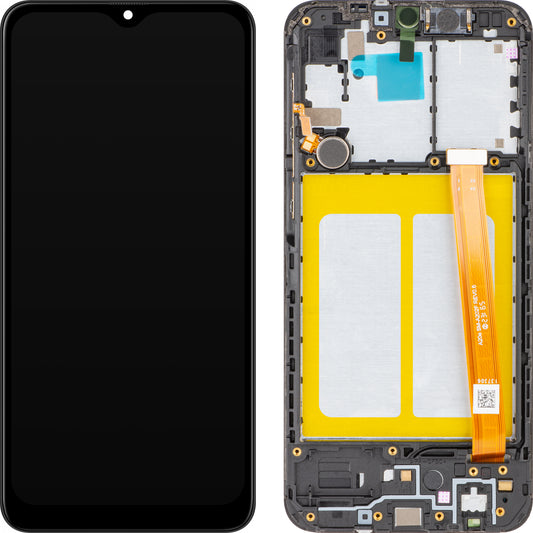 Display com Touchscreen MP compatível com Samsung Galaxy A20e A202, com Moldura, Preto