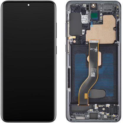 Display com Touchscreen MP compatível com Samsung Galaxy S20+ G985, com Moldura, Versão OLED, Preto