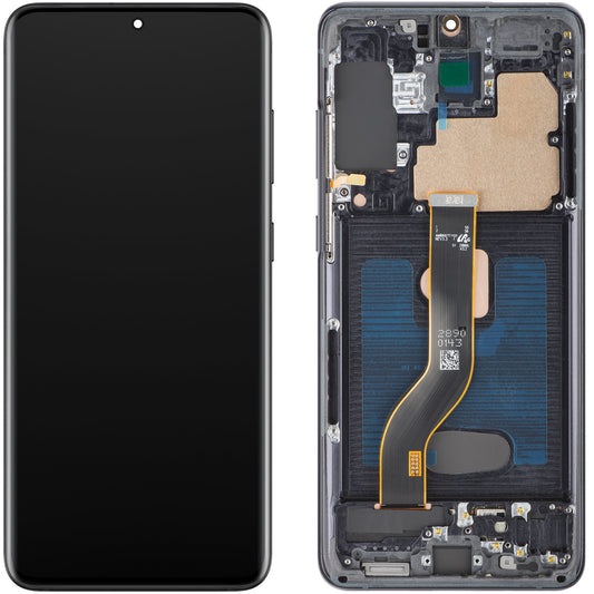 Display com Touchscreen MP compatível com Samsung Galaxy S20+ G985, com Moldura, Versão OLED, Preto