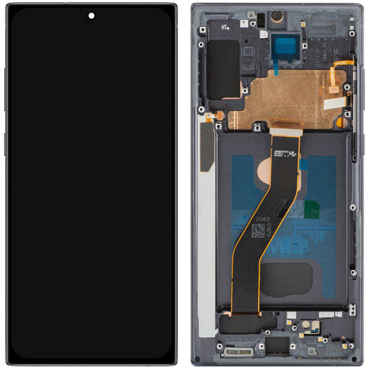 Display com Touchscreen MP compatível com Samsung Galaxy Note 10+ N975, com Moldura, Versão OLED, Preto