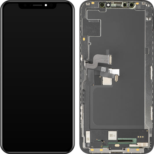 MP Touchscreen Display compatible with Apple iPhone XS, with Frame, Soft OLED FHD Version, Black
