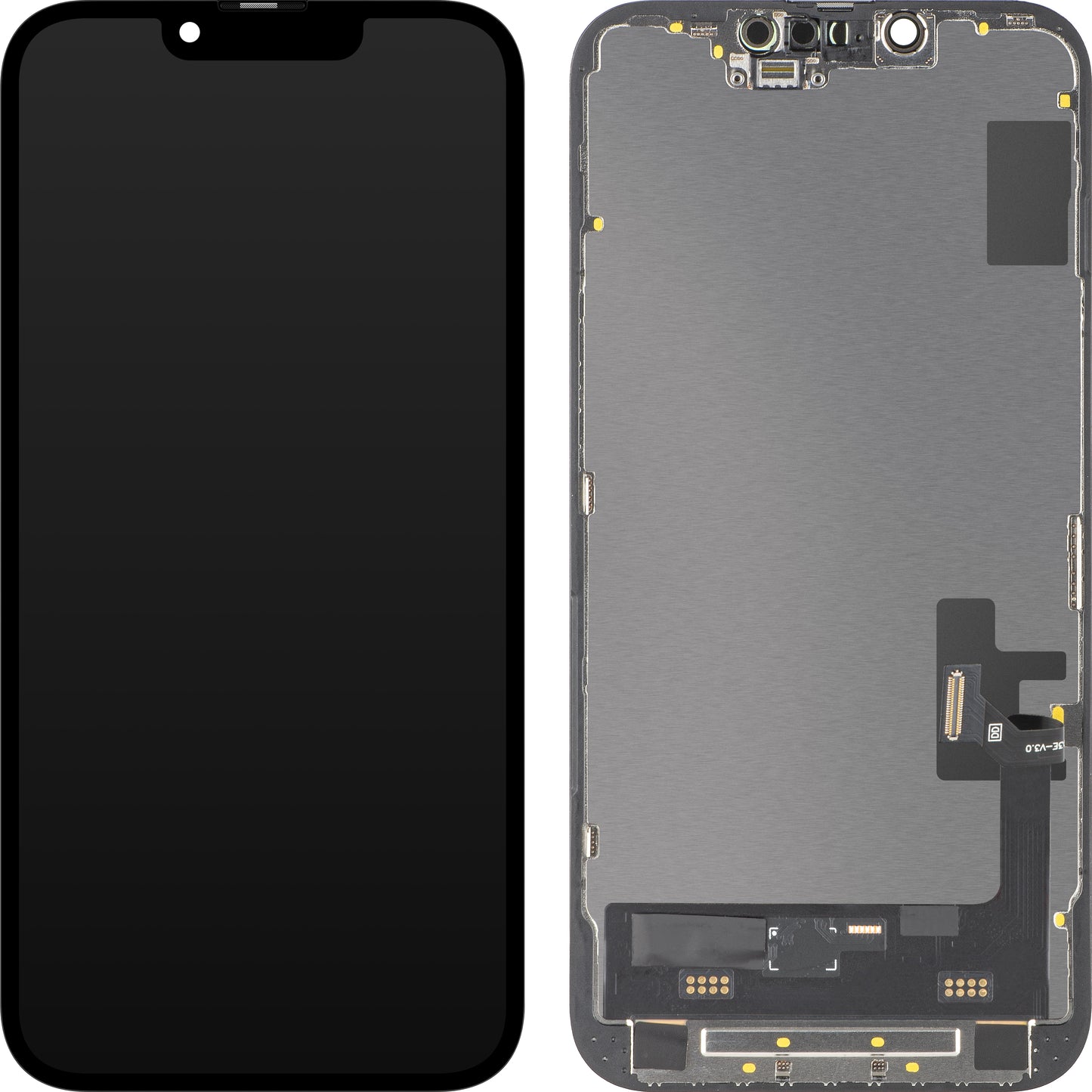 MP Touchscreen Display compatible with Apple iPhone 14, with Frame, Soft OLED IC Movable FHD Version, Black