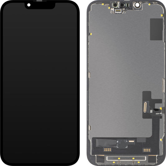 MP Touchscreen Display compatible with Apple iPhone 14, with Frame, Soft OLED IC Movable FHD Version, Black