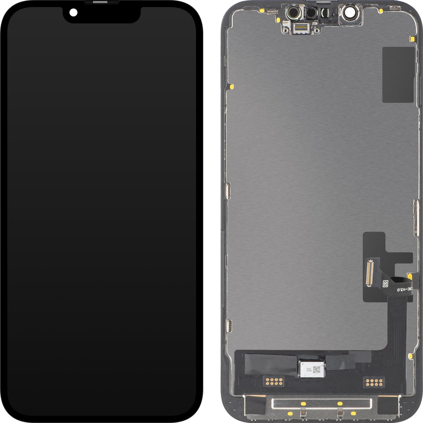 Display com Touchscreen MP compatível com Apple iPhone 14, com Moldura, Versão Soft OLED FHD Diagnóstico, Preto