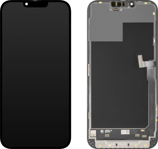 Display com Touchscreen MP compatível com Apple iPhone 13 Pro Max, com Moldura, Versão Soft OLED IC Movable 120Hz FHD, Preto