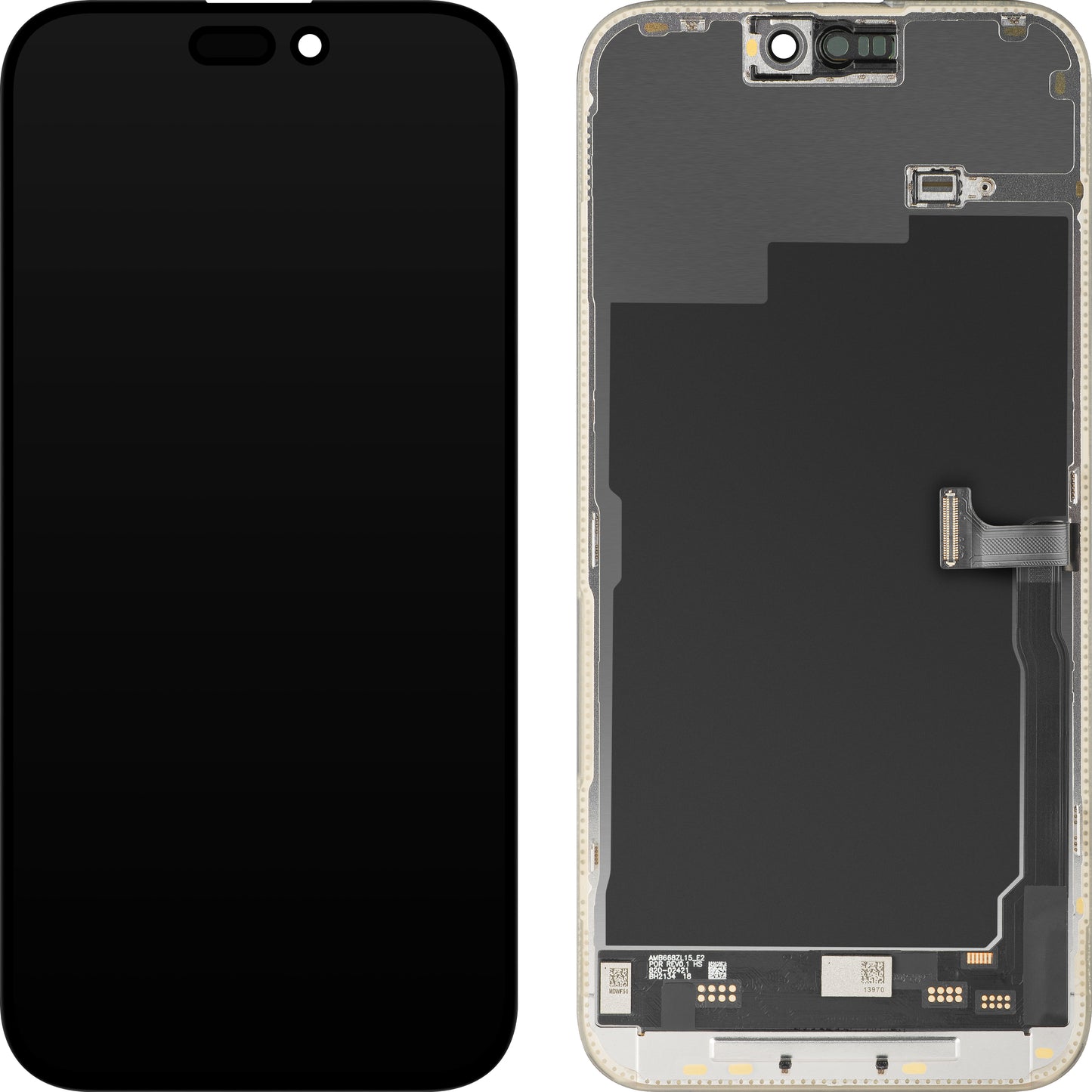 Display com Touchscreen MP compatível com Apple iPhone 15 Pro Max, com Moldura, Versão Soft OLED IC Movable 120Hz FHD, Preto