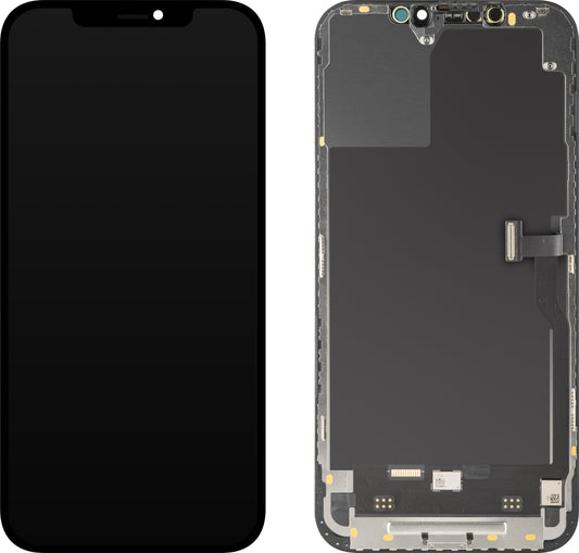 Display com Touchscreen MP compatível com Apple iPhone 12 Pro Max, com Moldura, Versão Soft OLED IC Movable FHD, Preto