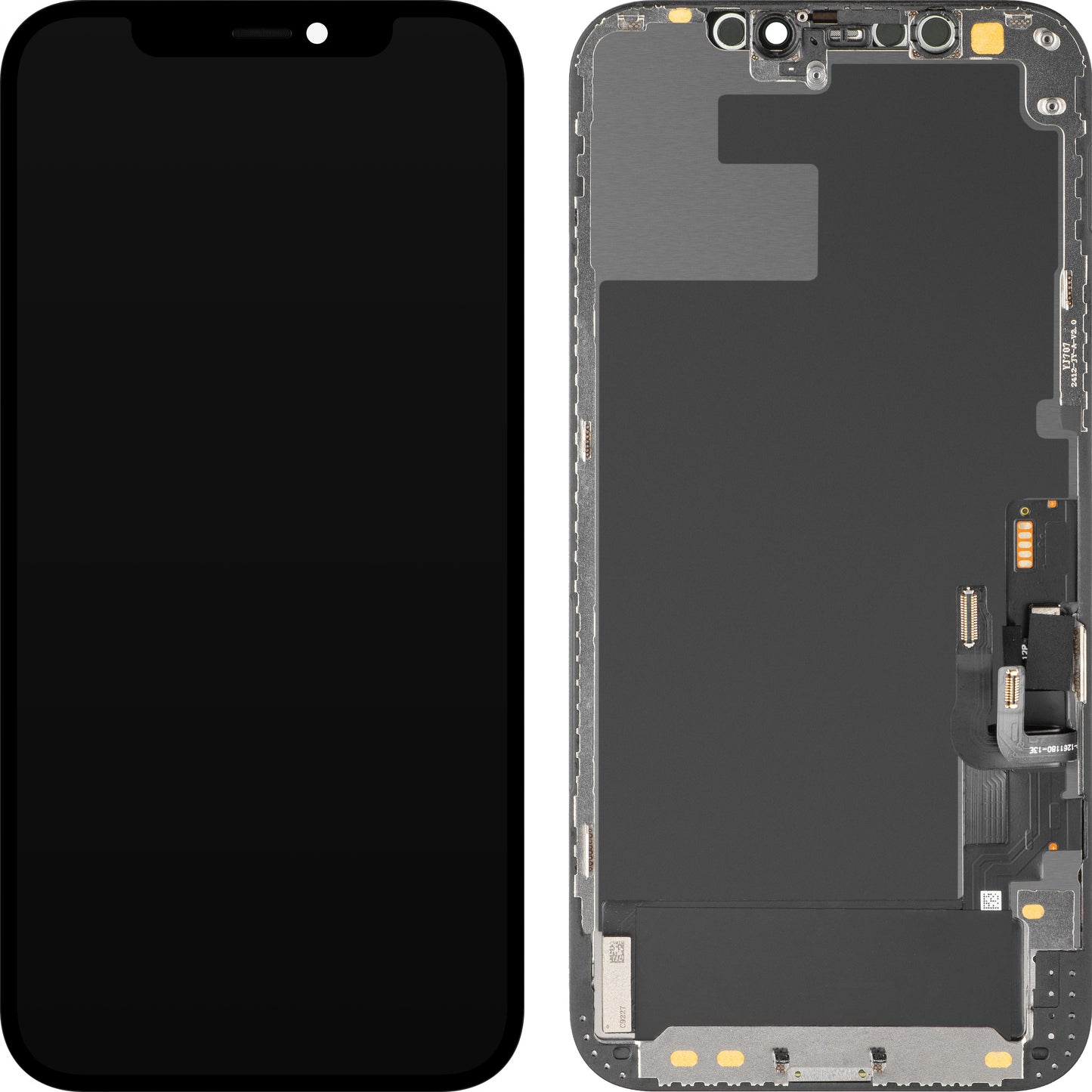Display com Touchscreen MP compatível com Apple iPhone 12 / 12 Pro, com Moldura, Versão OLED Diagnóstico, Preto