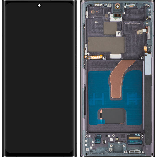 Ecrã com Touchscreen MP compatível com Samsung Galaxy S22 Ultra 5G S908, com Moldura, Versão OLED, Preto, Swap