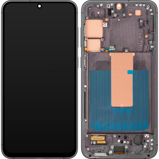 Display com Touchscreen MP compatível com Samsung Galaxy S23+ S916, com Moldura, Preto