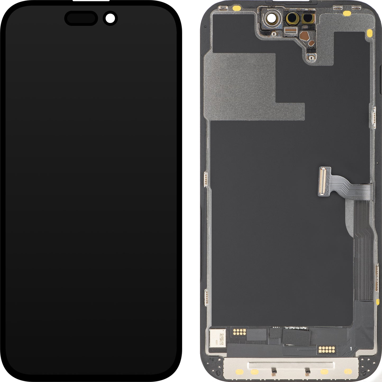 Display com Touchscreen MP compatível com Apple iPhone 14 Pro, com Moldura, Versão OLED FHD Diagnóstico, Preto