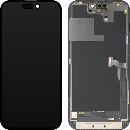 Display com Touchscreen MP compatível com Apple iPhone 14 Pro, com Moldura, Versão OLED FHD Diagnóstico, Preto