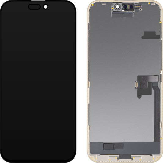 Display com Touchscreen MP compatível com Apple iPhone 16 Pro Max, com Moldura, Versão OLED FHD Diagnóstico, Preto