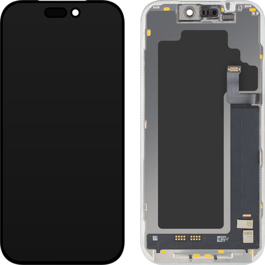 Ecrã com Touchscreen MP compatível com Apple iPhone 17 Pro, com Moldura, Versão Soft OLED FHD 120Hz IC Movable, Preto