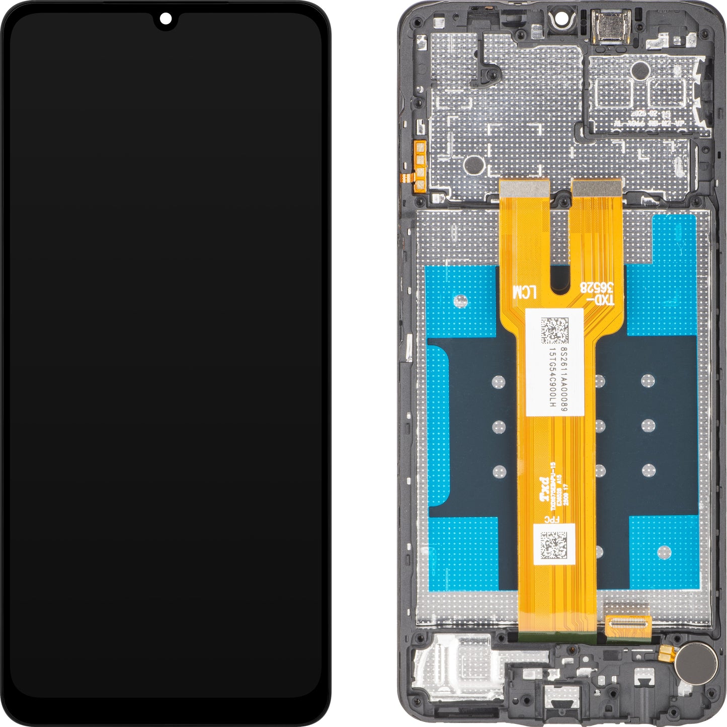 Ecrã com ecrã tátil MP compatível com Samsung Galaxy A06 5G A066, com moldura, preto