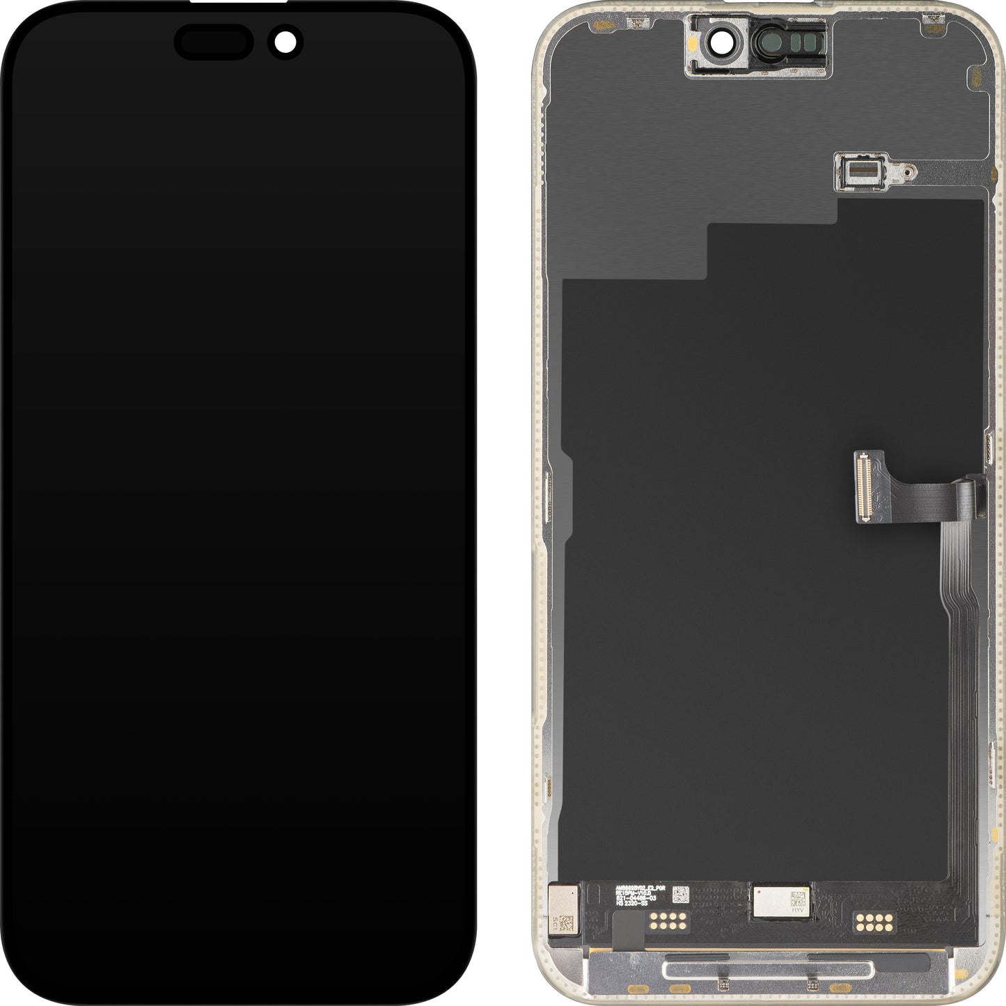 Ecrã com Touchscreen MP compatível com Apple iPhone 15 Pro Max, com Moldura, Versão Premium Soft OLED FHD 120Hz, Preto, Recondicionado