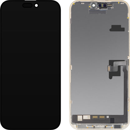 Ecrã com ecrã tátil MP compatível com Apple iPhone 16 Pro Max, com Moldura, Versão Soft OLED FHD Diagnóstico, Preto