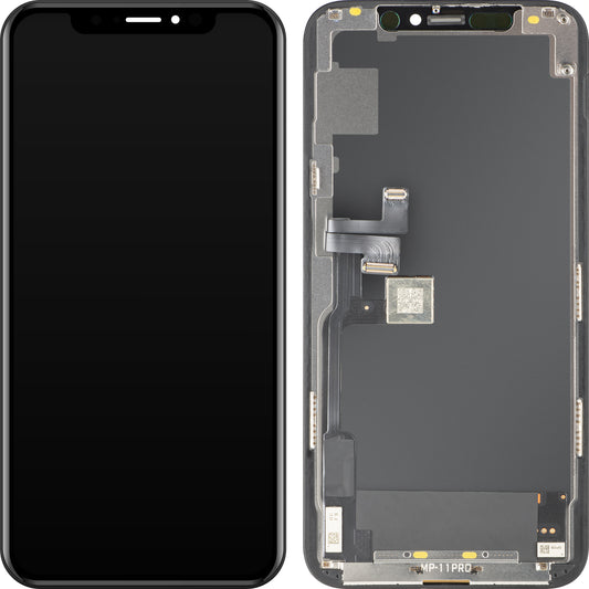 Ecrã com Touchscreen MP compatível com Apple iPhone 11 Pro, com Moldura, Versão OLED FHD IC Movable, Preto