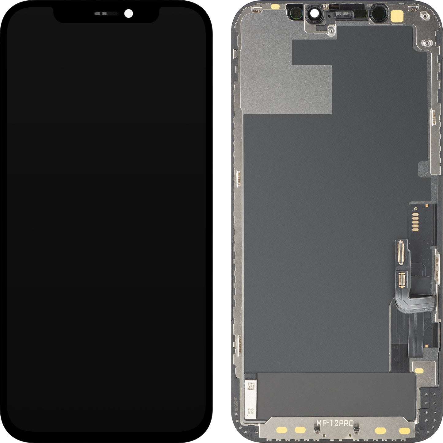 Ecrã com Touchscreen MP compatível com Apple iPhone 12 / 12 Pro, com Moldura, Versão OLED FHD IC Movable, Preto