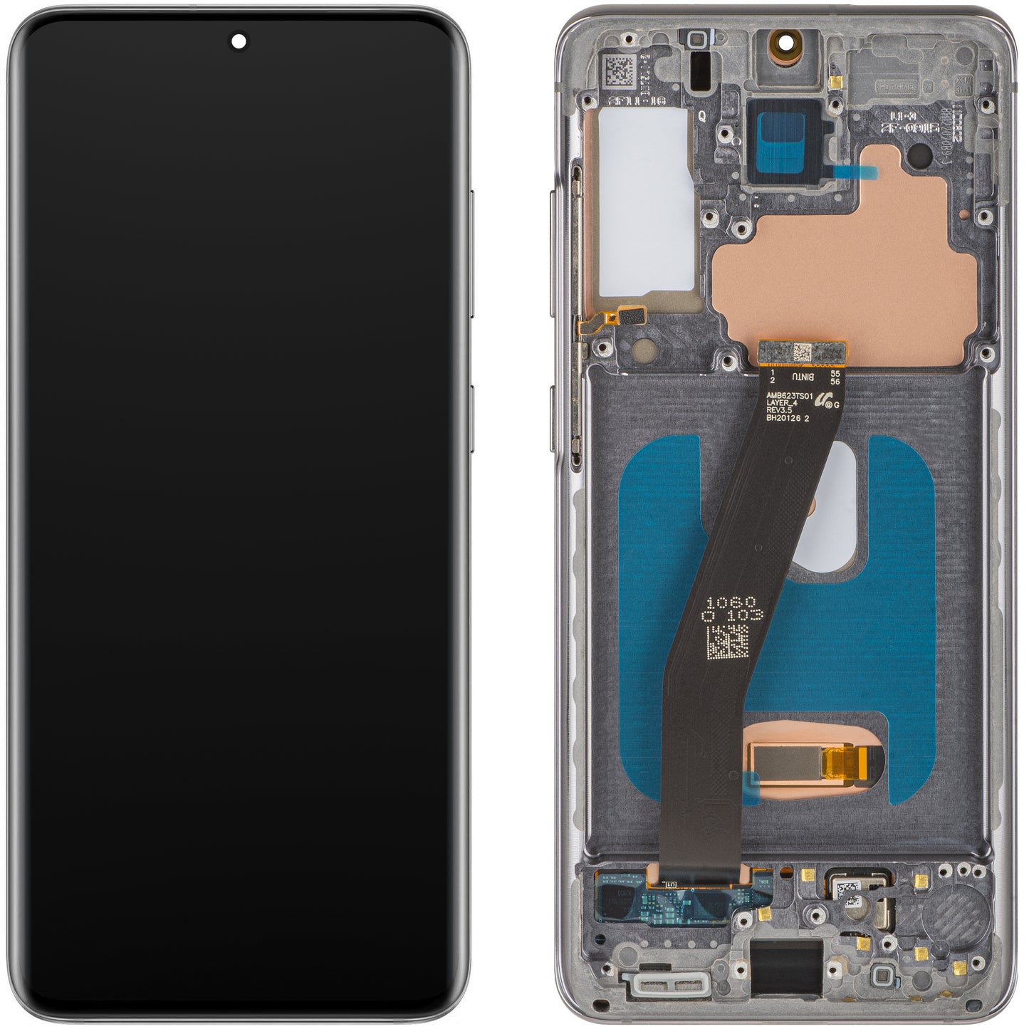 Ecrã com ecrã tátil MP compatível com Samsung Galaxy S20 5G G981 / S20 G980, com Moldura, Versão OLED, Preto