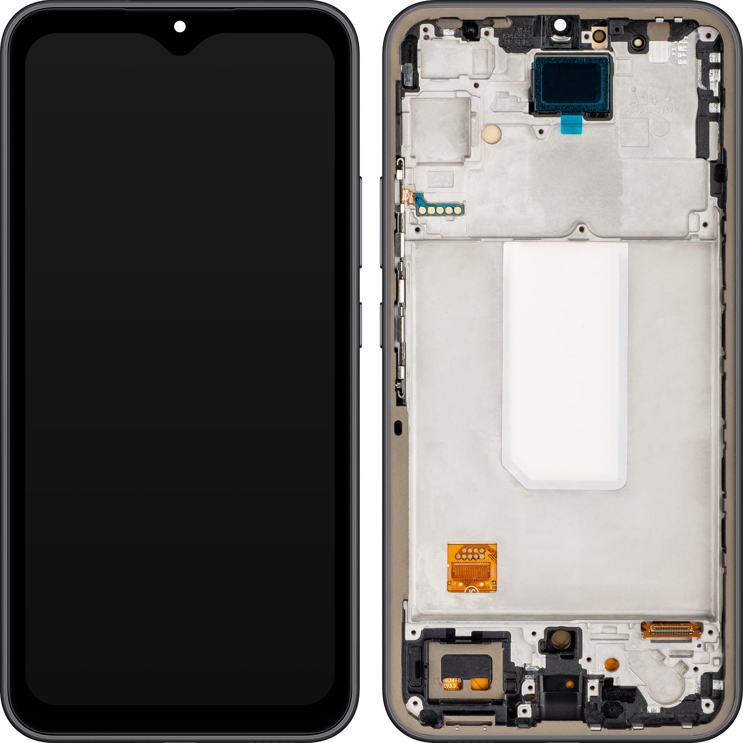 Ecrã com ecrã tátil MP compatível com Samsung Galaxy A34 A346, com moldura, versão OLED, preto, swap