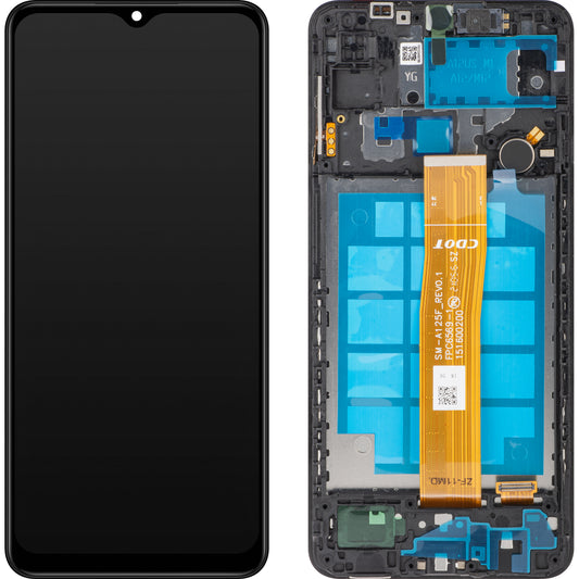 Ecrã com ecrã tátil MP compatível com Samsung Galaxy A12 A125 / A12 Nacho A127, com moldura, preto, recondicionado