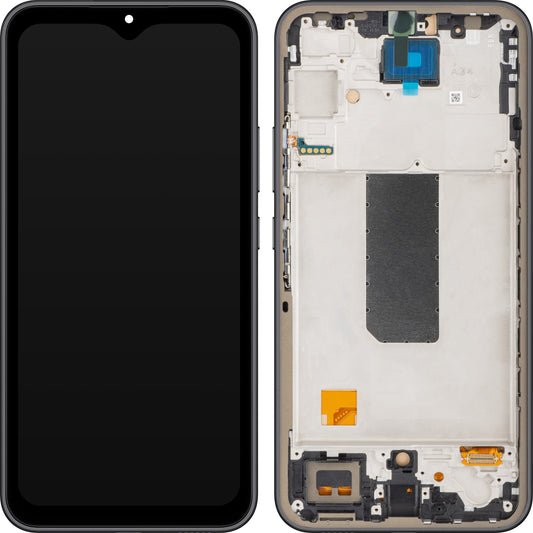 Ecrã com Touchscreen MP compatível com Samsung Galaxy A34 A346, com Moldura, Preto (Grafite), Recondicionado