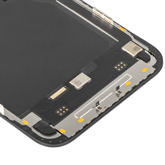 Display com Touchscreen MP compatível com Apple iPhone 12 Pro Max, com Moldura, Versão Soft OLED IC Movable FHD, Preto