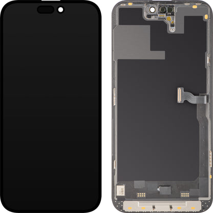 MP Touchscreen Display compatible with Apple iPhone 14 Pro, with Frame, Soft OLED 120Hz FHD Diagnostic Version, Black, Swap