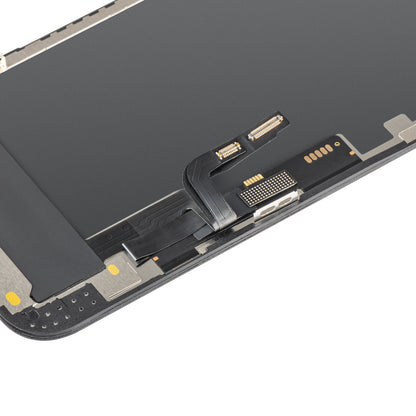 Ecrã com Touchscreen MP compatível com Apple iPhone 12 / 12 Pro, com Moldura, Versão OLED FHD IC Movable, Preto