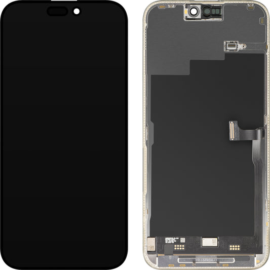 MP Touchscreen Display compatible with Apple iPhone 15 Pro Max, with Frame, Premium Soft OLED FHD 120Hz Diagnostic Version, Black, Refurbished