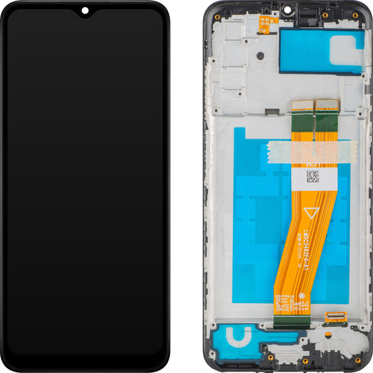Ecrã com Touchscreen MP compatível com Samsung Galaxy A03s A037, com Moldura, Versão F, Preto, Swap