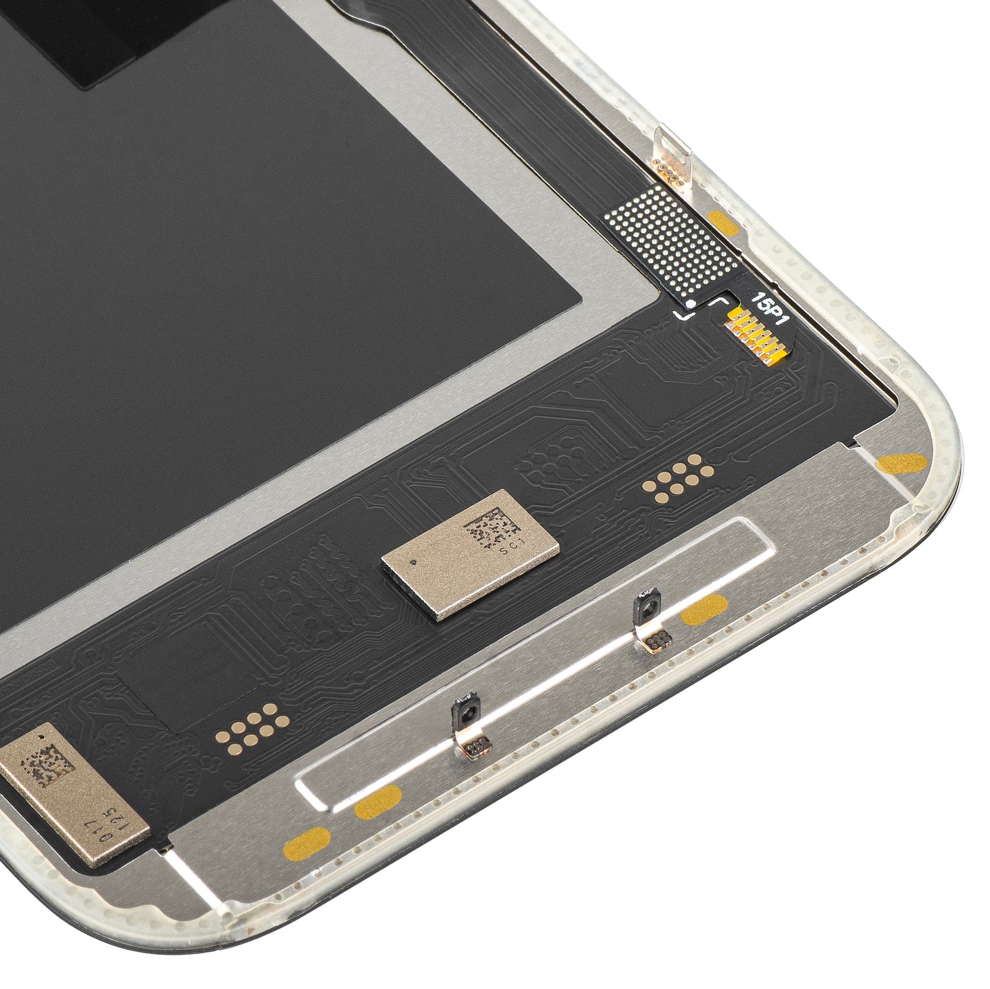 MP Touchscreen Display compatible with Apple iPhone 15 Pro, with Frame, Soft OLED IC Movable 120Hz FHD Version, Black