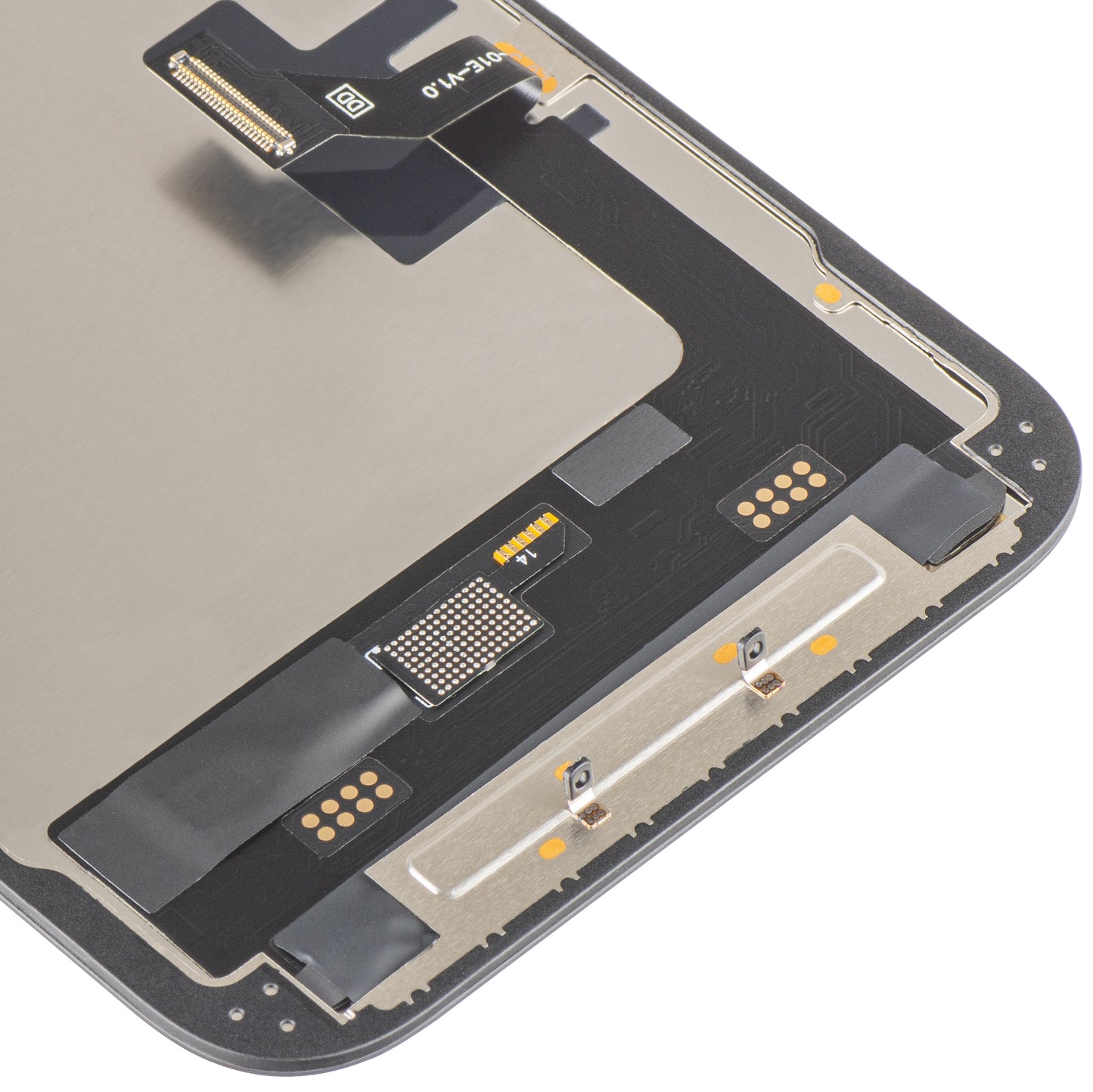 Ecrã com Touchscreen MP compatível com Apple iPhone 17e / 16e, com Moldura, Versão Soft OLED FHD 120Hz IC Movable, Preto