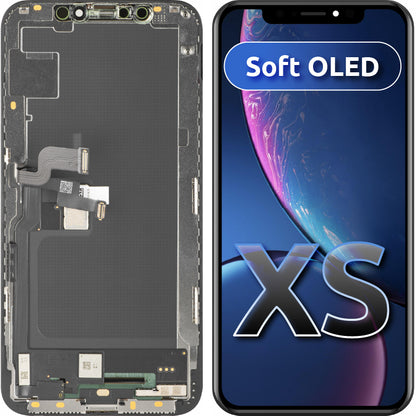 Display com Touchscreen MP compatível com Apple iPhone XS, com Moldura, Versão Soft OLED FHD, Preto
