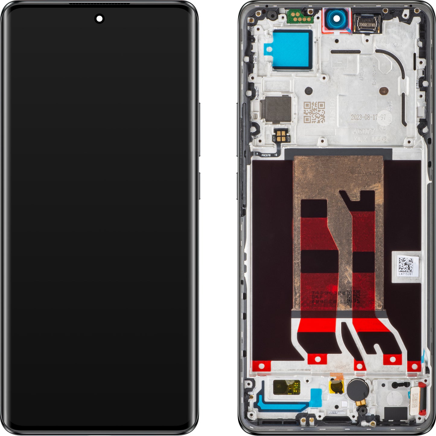 Ecrã tátil Oppo Reno10 Pro com moldura, preto (cinzento prateado), Service Pack 621029000057 