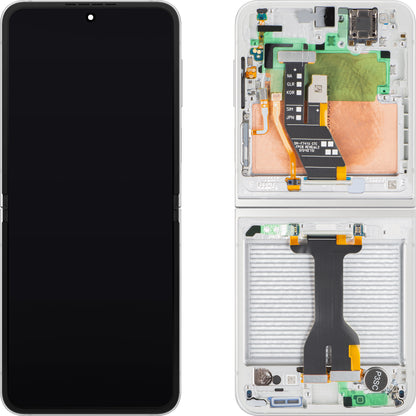 Display com Touchscreen Samsung Galaxy Z Flip6 F741, com Moldura, Sub Inner, Branco, Service Pack GH82-35014F