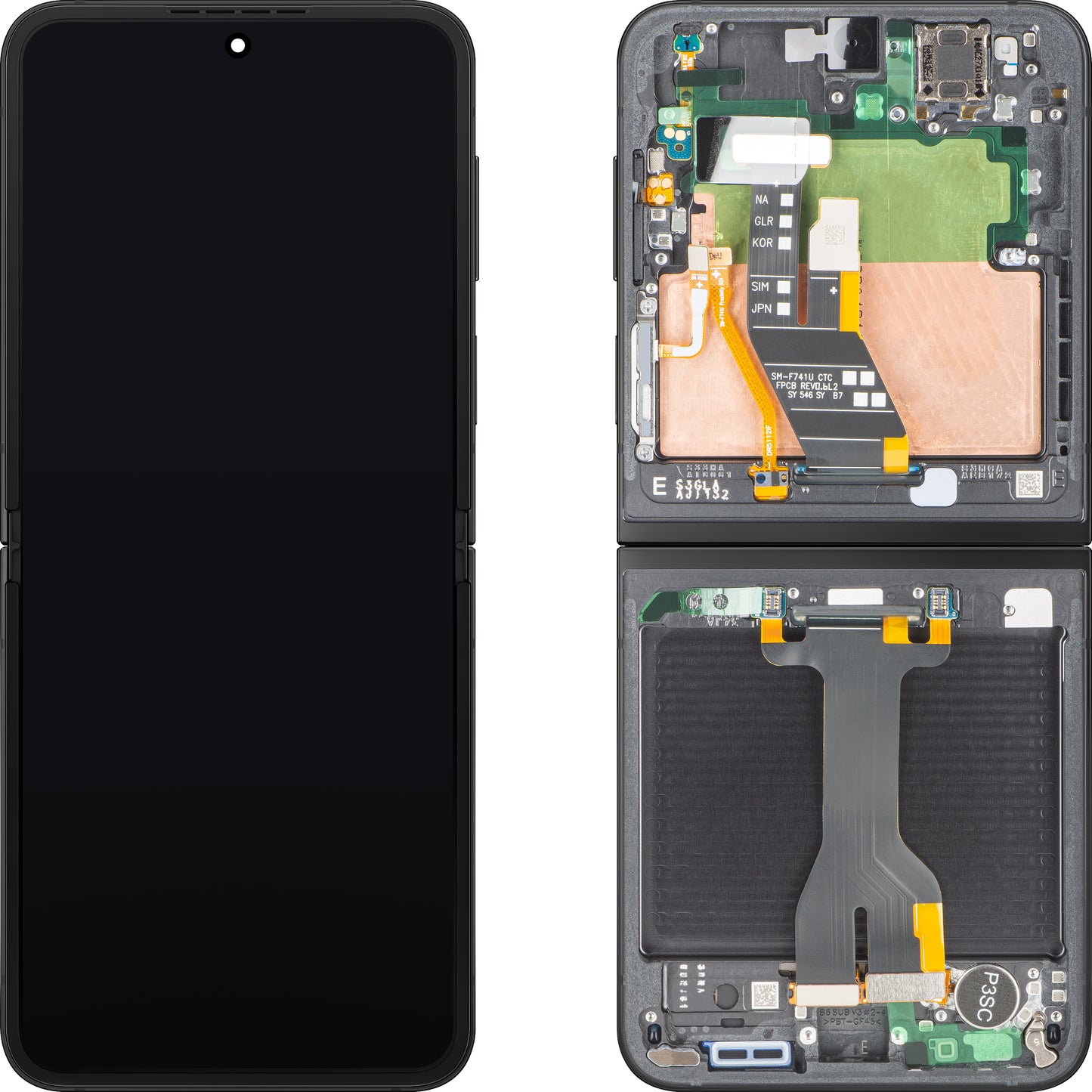 Ecrã com Touchscreen Samsung Galaxy Z Flip6 F741, com Moldura, Sub Inner, Preto (Crafted Black), Service Pack GH82-35014E