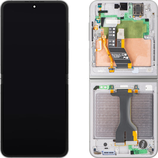 Display com Touchscreen Samsung Galaxy Z Flip6 F741, com Moldura, Sub Inner, Prateado (Silver Shadow), Service Pack GH82-35013A