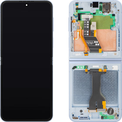 Display com Touchscreen Samsung Galaxy Z Flip6 F741, com Moldura, Sub Inner, Azul, Service Pack GH82-35014C