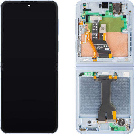 Display com Touchscreen Samsung Galaxy Z Flip6 F741, com Moldura, Sub Inner, Azul, Service Pack GH82-35014C
