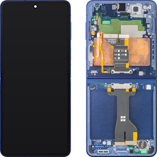 Display com Touchscreen Samsung Galaxy Z Flip7 F766, Com Moldura, Sub Inner, Azul (Blue Shadow), Service Pack GH82-37581A
