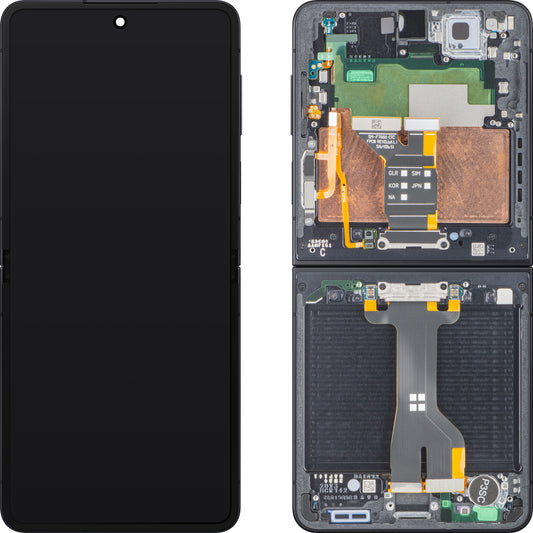 Display com Touchscreen Samsung Galaxy Z Flip7 F766, Com Moldura, Sub Inner, Preto (Jet Black), Pacote de Serviço GH82-37581C