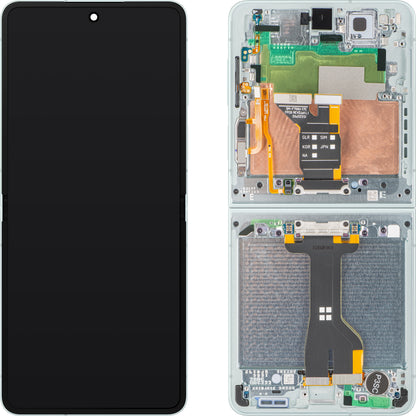 Ecrã com Touchscreen Samsung Galaxy Z Flip7 F766, com Moldura, Sub Inner, Verde (Mint), Service Pack GH82-37581E