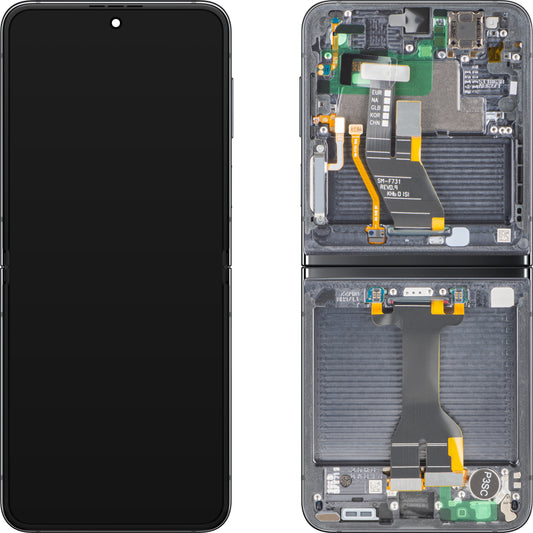 Display com Touchscreen Samsung Galaxy Z Flip5 F731, com Moldura, Sub Inner, Cinzento (Graphite), Service Pack GH82-31827A
