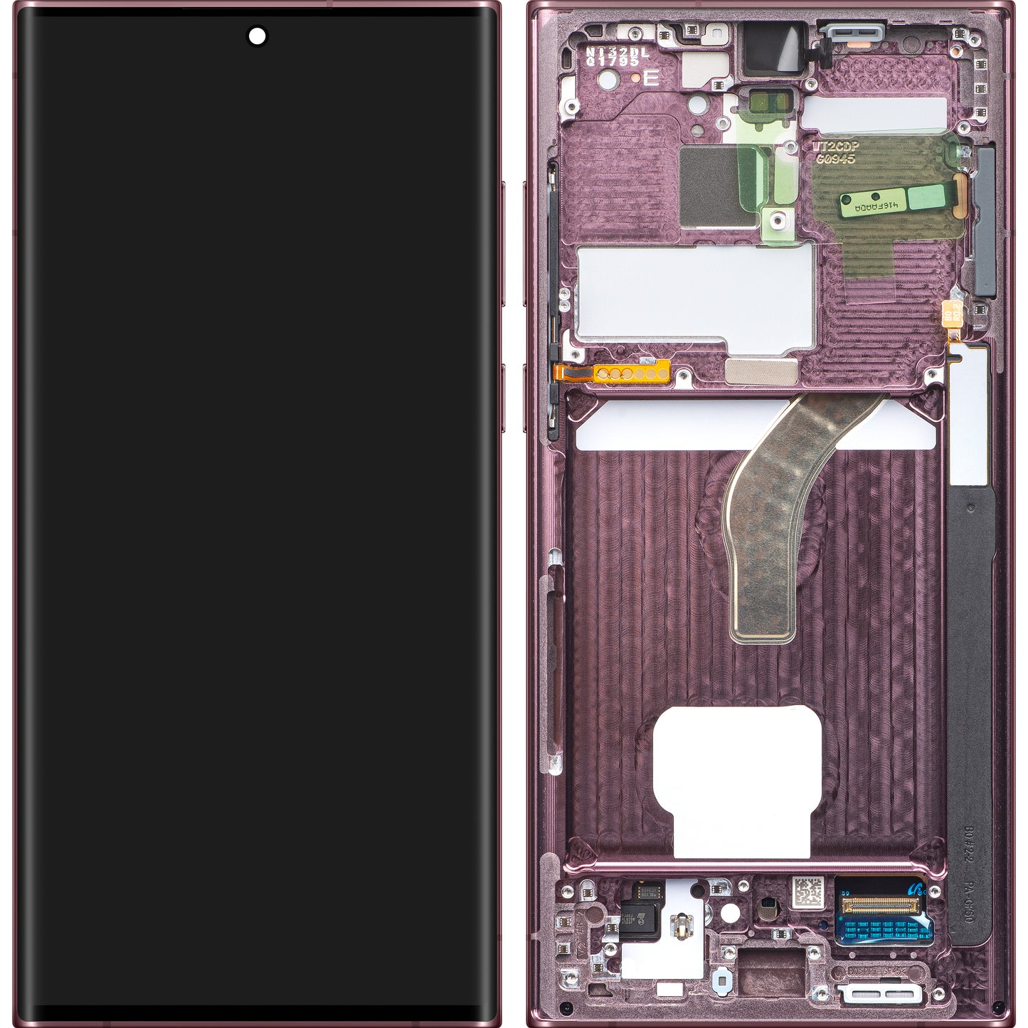 Ecrã com Touchscreen Samsung Galaxy S22 Ultra 5G S908, com Moldura, Vinho, Swap GH82-27488B